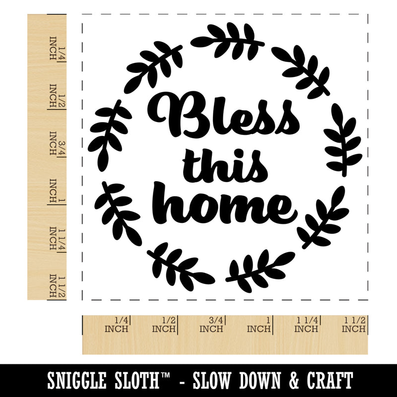 Bless This Home in Wreath Self-Inking Rubber Stamp Ink Stamper