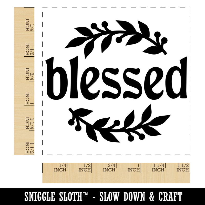 Blessed Leaf and Berries Self-Inking Rubber Stamp Ink Stamper