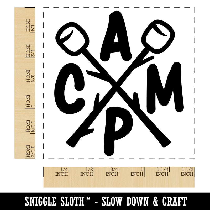 Camp Crossed Marshmallows Camping Hiking Self-Inking Rubber Stamp Ink Stamper