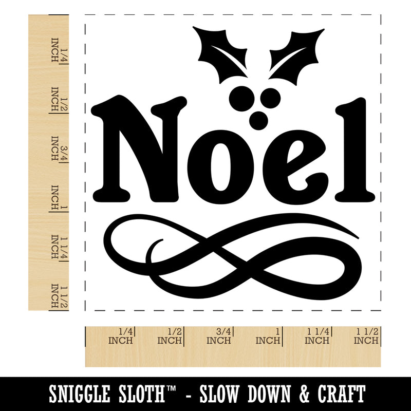Christmas Noel Holly Self-Inking Rubber Stamp Ink Stamper