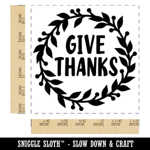 Give Thanks Wreath Self-Inking Rubber Stamp Ink Stamper