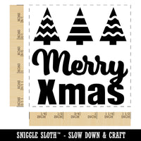 Merry Xmas Christmas Trees Self-Inking Rubber Stamp Ink Stamper