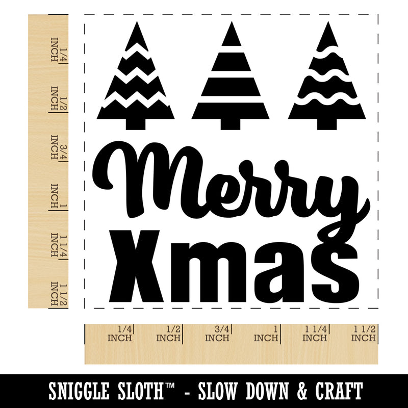 Merry Xmas Christmas Trees Self-Inking Rubber Stamp Ink Stamper