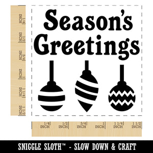 Season's Greetings Christmas Ornaments Self-Inking Rubber Stamp Ink Stamper