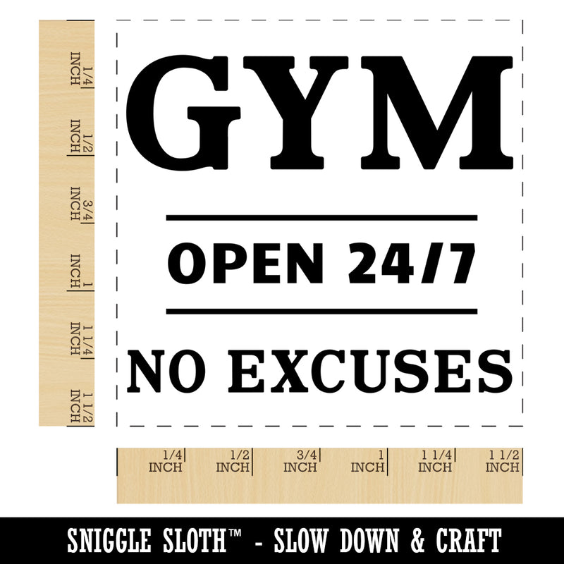 Gym Open 24 7 No Excuses Self-Inking Rubber Stamp Ink Stamper