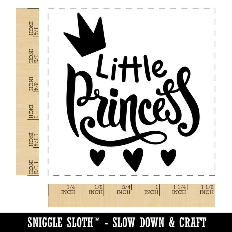 Little Princess Cursive with Crown and Hearts Self-Inking Rubber Stamp Ink Stamper