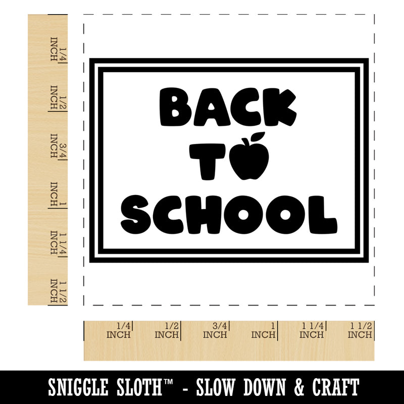 Back to School Text Apple Self-Inking Rubber Stamp Ink Stamper