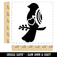 Bird Sitting on a Branch Heart and Scallop Details Self-Inking Rubber Stamp Ink Stamper
