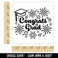 Congrats Grad Graduate Graduation Cap Fireworks Stars Self-Inking Rubber Stamp Ink Stamper