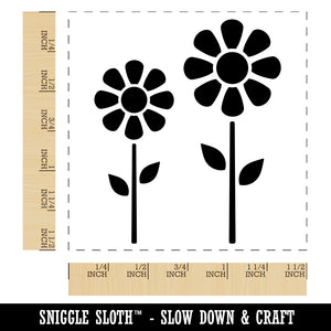 Daisy Flower Pair Self-Inking Rubber Stamp Ink Stamper