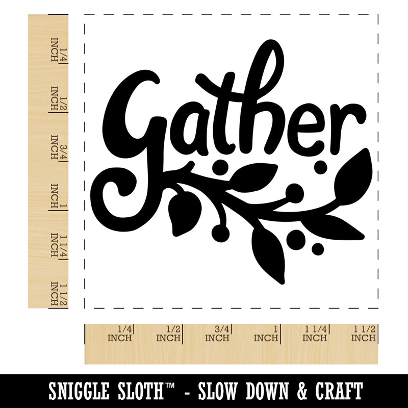 Gather Pretty Foliage Autumn Fall Harvest Self-Inking Rubber Stamp Ink Stamper