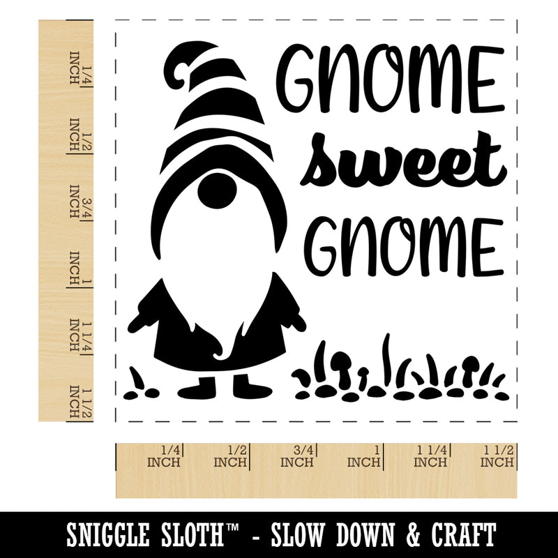 Gnome Sweet Gnome Home Striped Hat Self-Inking Rubber Stamp Ink Stamper