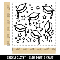 Graduation Caps Repeating Pattern Self-Inking Rubber Stamp Ink Stamper