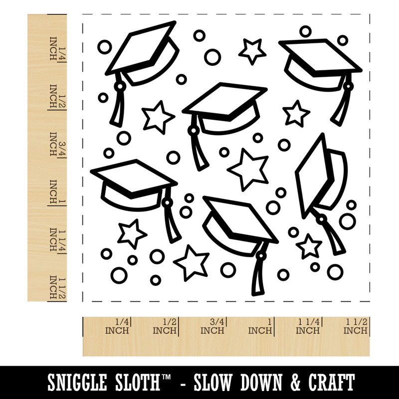 Graduation Caps Repeating Pattern Self-Inking Rubber Stamp Ink Stamper