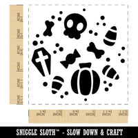 Halloween Elements Skull Pumpkin Candy Corn Grave Self-Inking Rubber Stamp Ink Stamper