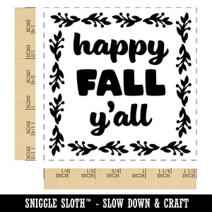 Happy Fall Y'all Autumn Foliage Self-Inking Rubber Stamp Ink Stamper