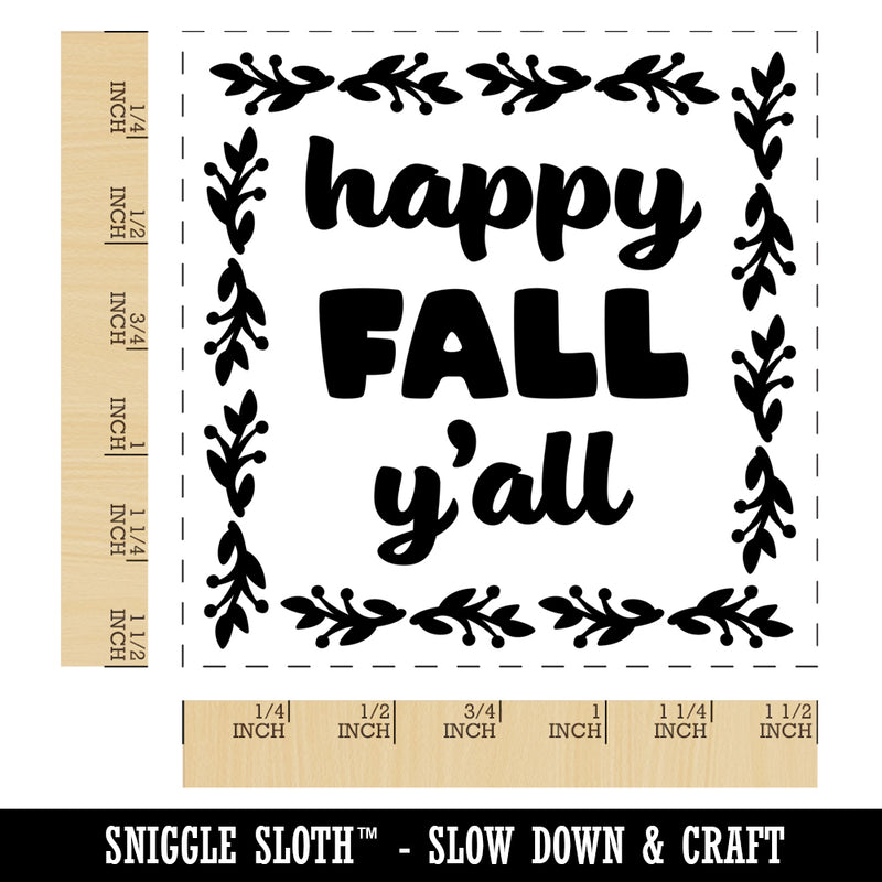 Happy Fall Y'all Autumn Foliage Self-Inking Rubber Stamp Ink Stamper