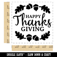 Happy Thanksgiving Oak Leaves Acorns Self-Inking Rubber Stamp Ink Stamper