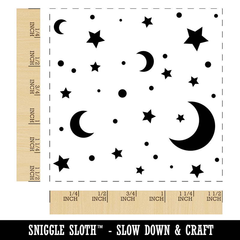 Moon and Stars Self-Inking Rubber Stamp Ink Stamper