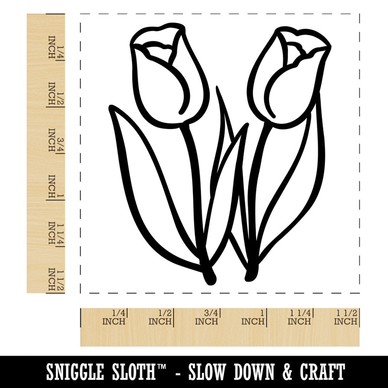 Spring Summer Tulips Self-Inking Rubber Stamp Ink Stamper