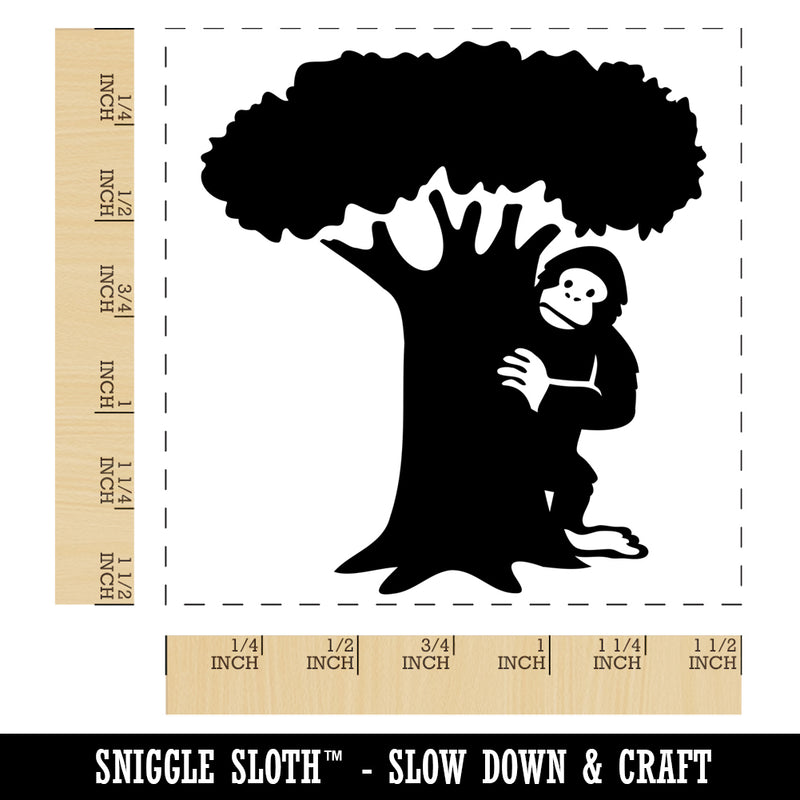 Bigfoot Sasquatch Hiding Behind Tree Self-Inking Rubber Stamp Ink Stamper
