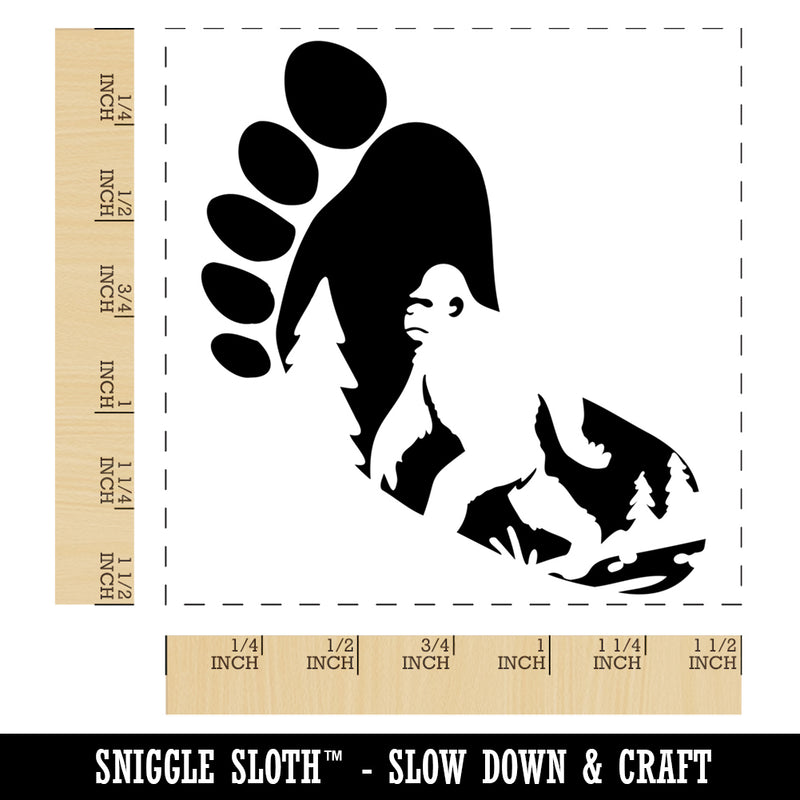 Bigfoot Sasquatch Silhouette in Footprint Self-Inking Rubber Stamp Ink Stamper