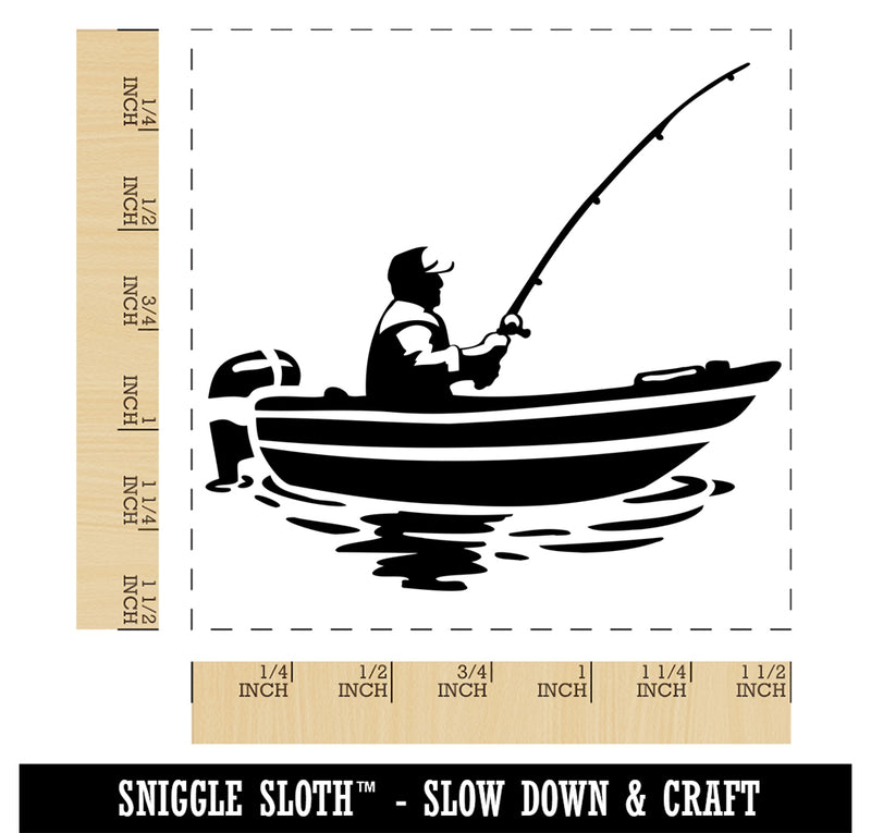 Fisherman in Fishing Boat Self-Inking Rubber Stamp Ink Stamper