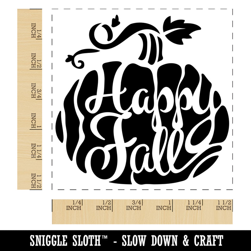 Happy Fall Autumn Harvest Pumpkin with Vine Self-Inking Rubber Stamp Ink Stamper