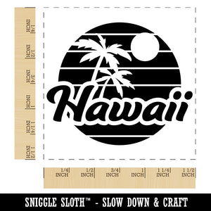 Hawaii Sunset Text with Palm Trees Self-Inking Rubber Stamp Ink Stamper