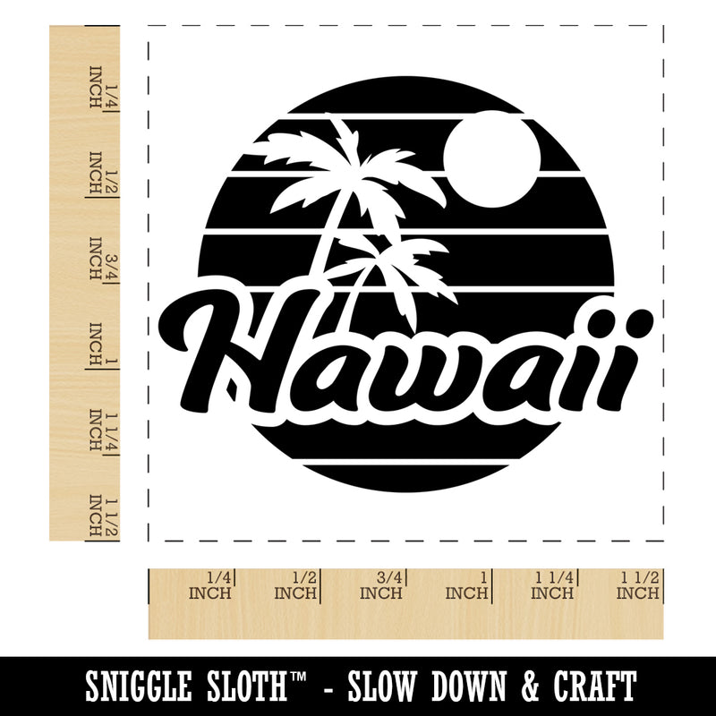 Hawaii Sunset Text with Palm Trees Self-Inking Rubber Stamp Ink Stamper