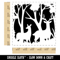 Pair of Deer Silhouette in Forest Self-Inking Rubber Stamp Ink Stamper