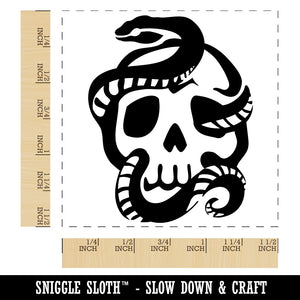 Sinister Skull with Snake Serpent Self-Inking Rubber Stamp Ink Stamper