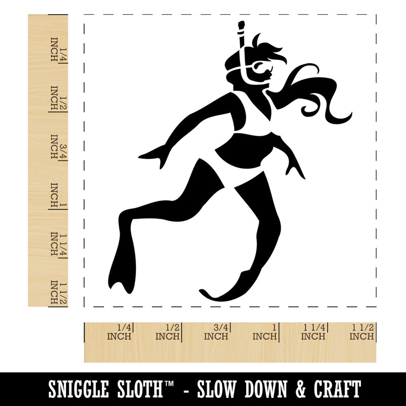 Swimmer Diver Snorkeling Woman Swimsuit Self-Inking Rubber Stamp Ink Stamper