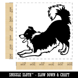 Border Collie Dog Play Bow Self-Inking Rubber Stamp Ink Stamper
