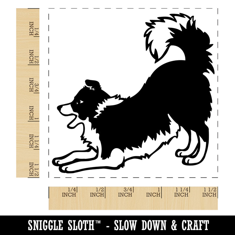 Border Collie Dog Play Bow Self-Inking Rubber Stamp Ink Stamper