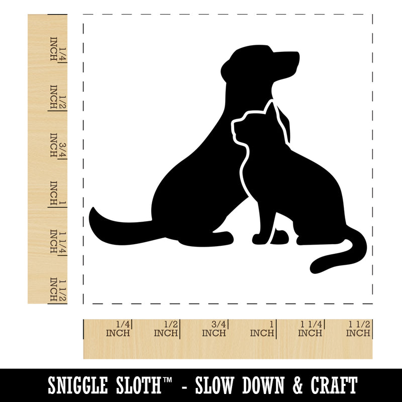 Cat and Dog Sitting Together Pet Self-Inking Rubber Stamp Ink Stamper