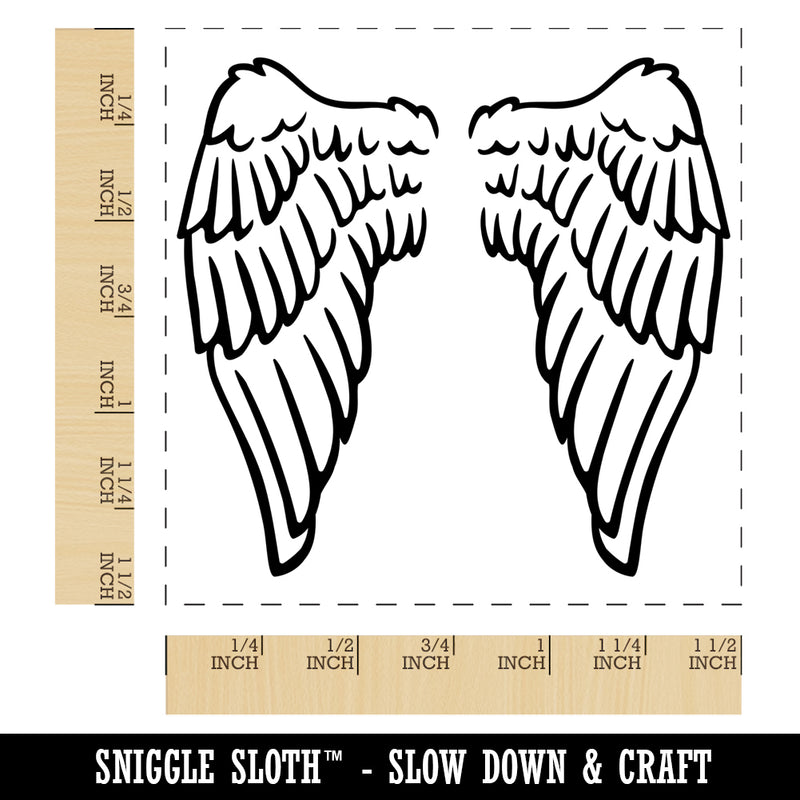 Folded Angel Wings Feathers Self-Inking Rubber Stamp Ink Stamper