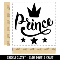 Prince Cursive with Crown and Stars Self-Inking Rubber Stamp Ink Stamper