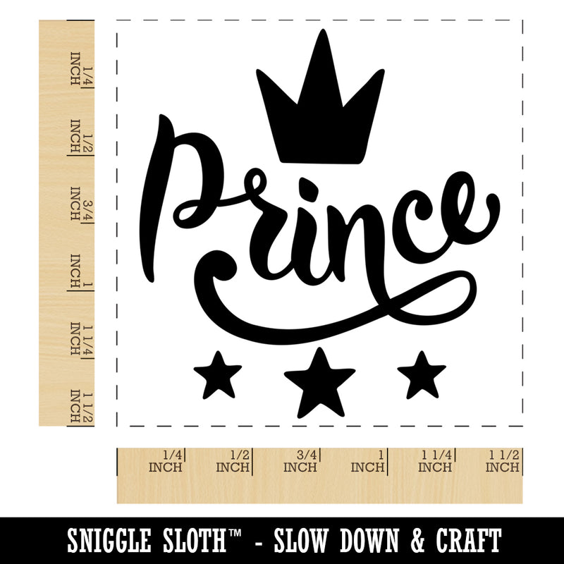 Prince Cursive with Crown and Stars Self-Inking Rubber Stamp Ink Stamper