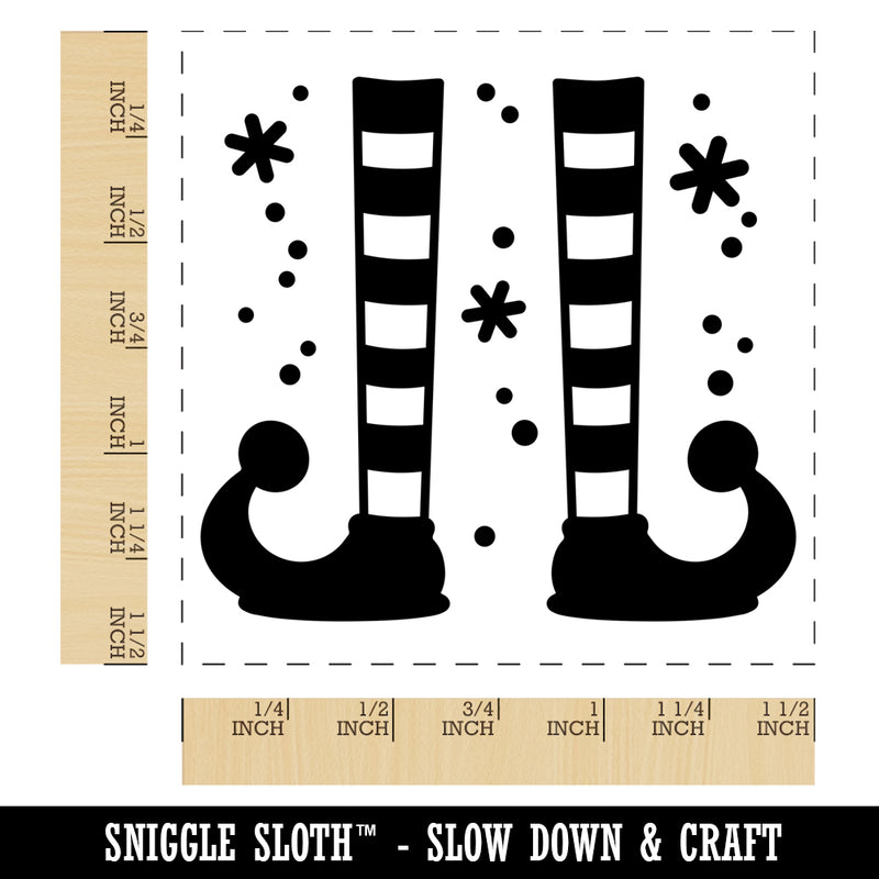 Elf Shoes and Stockings Christmas Self-Inking Rubber Stamp Ink Stamper