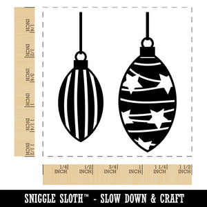 Elongated Holiday Christmas Ornaments Self-Inking Rubber Stamp Ink Stamper