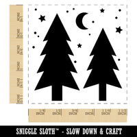 Evergreen Trees Night Sky Self-Inking Rubber Stamp Ink Stamper