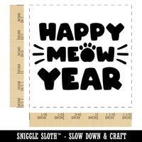 Happy Meow New Year Cat Funny Self-Inking Rubber Stamp Ink Stamper