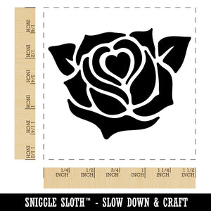 Rose Heart Center Self-Inking Rubber Stamp Ink Stamper