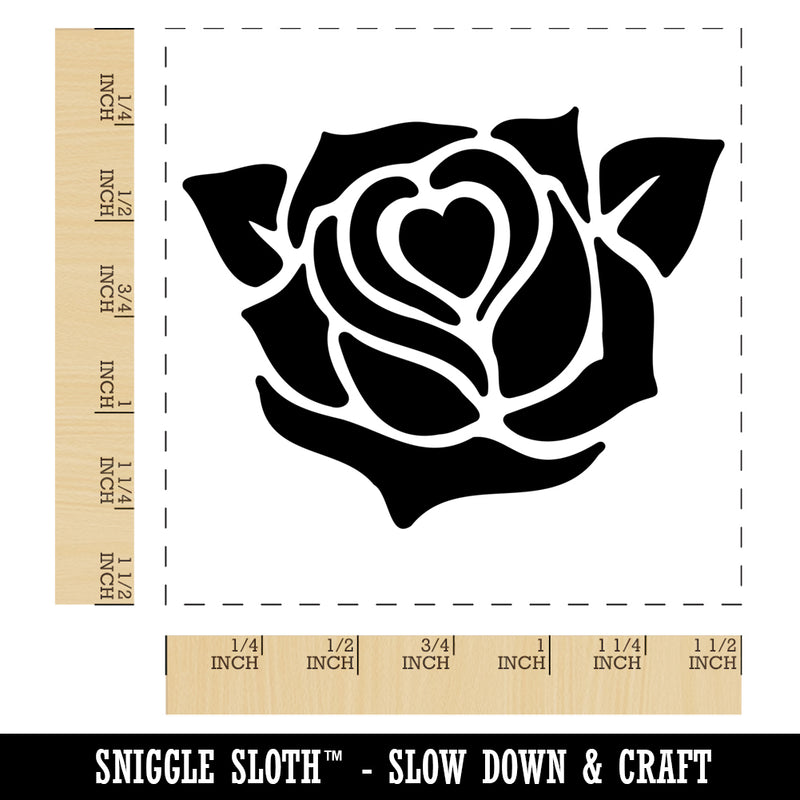 Rose Heart Center Self-Inking Rubber Stamp Ink Stamper