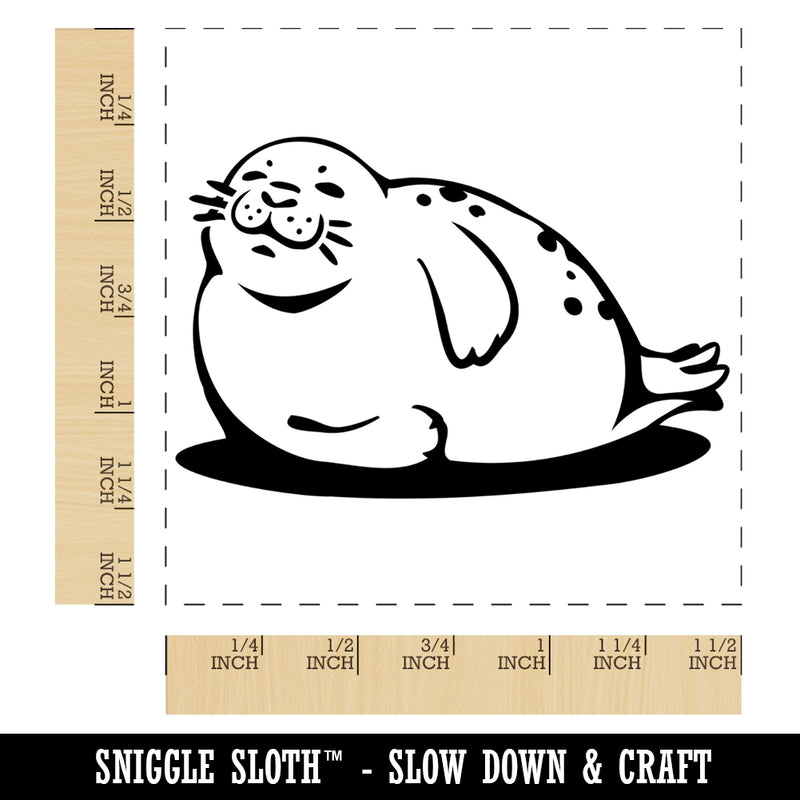 Chubby Happy Seal Basking on Side Self-Inking Rubber Stamp Ink Stamper