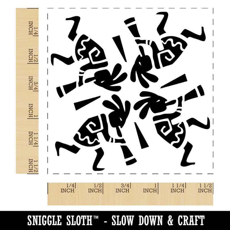 Kokopelli Circle Dancing Pattern Southwestern Fertility God Self-Inking Rubber Stamp Ink Stamper