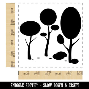 Minimalist Trees and Bushes in Forest Self-Inking Rubber Stamp Ink Stamper