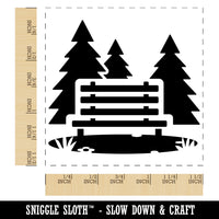 National Park Bench with Pine Trees and Grass Self-Inking Rubber Stamp Ink Stamper