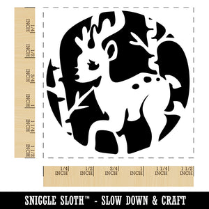 Reindeer in Birch Forest with Trees Self-Inking Rubber Stamp Ink Stamper